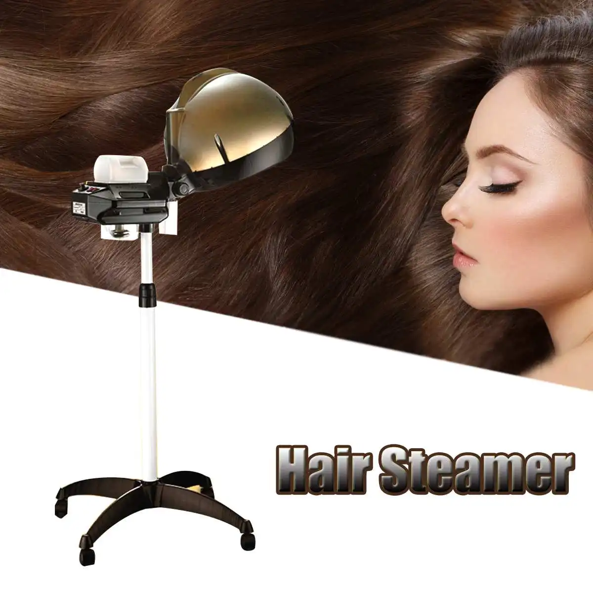 

650W Hair Salon Spa Vaporizer Hooded Hair Coloring Perm Hair Care Steamer Rolling Stand Curly Hair Baked oil machine US Plug