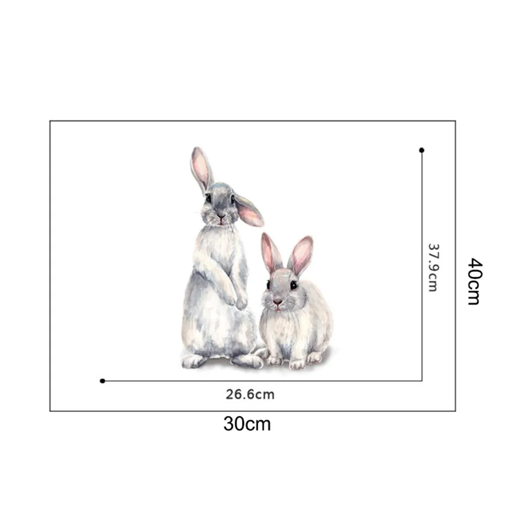 

Cute Rabbit Wall Sticker Removable PVC Bedroom Background Wall Sticker For Easter Decor muurstickers voor kinderen kamers c1
