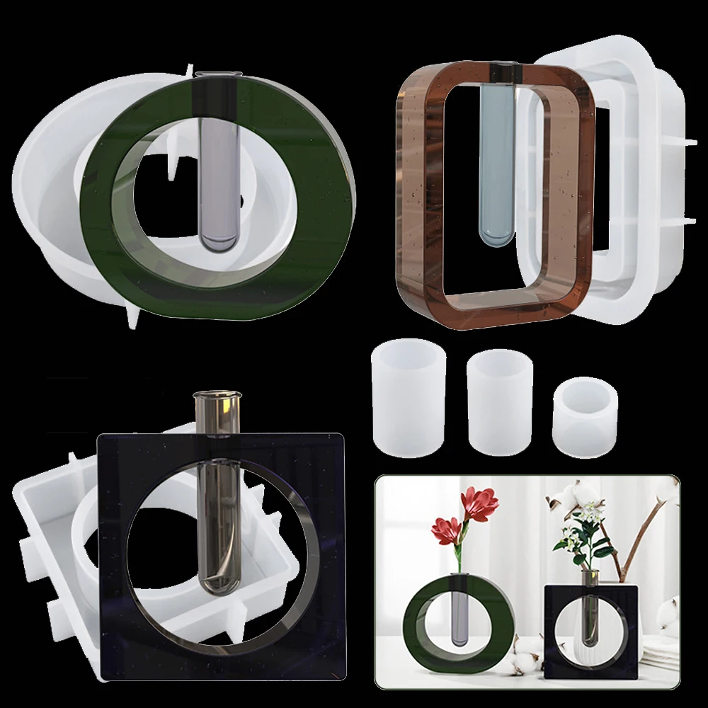 

DIY Test Tube Vase Silicone Mold Hydroponic Plants Flower Pot Resin Mold Plant Incubator Cement Concrete Mould Home Garden Decor