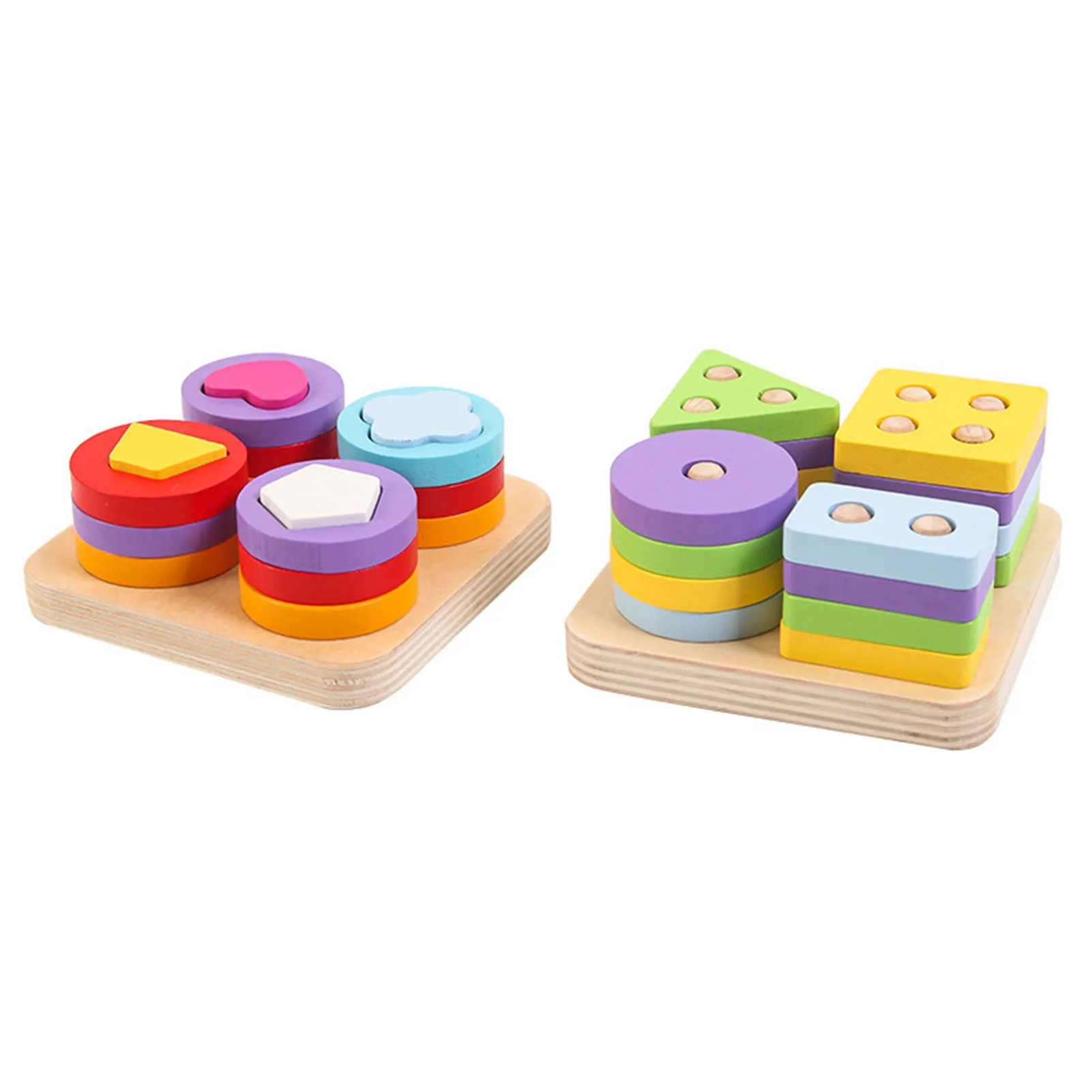 

Wooden Montessori Toy Kids Shape Matching Building Blocks Early Learning Educational Toys Color Shape Match 1 to 3 Year Baby Toy