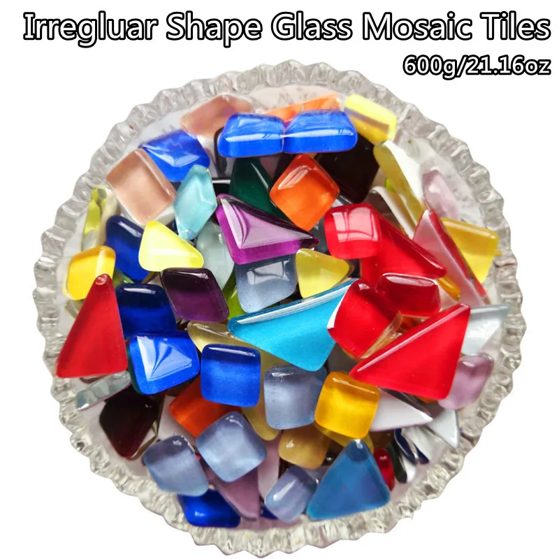 

600g/21.16oz(Approx. 360~420pcs) Irregular Shape Glass Mosaic Tiles DIY Craft Mosaic Materials Multi Color Optional