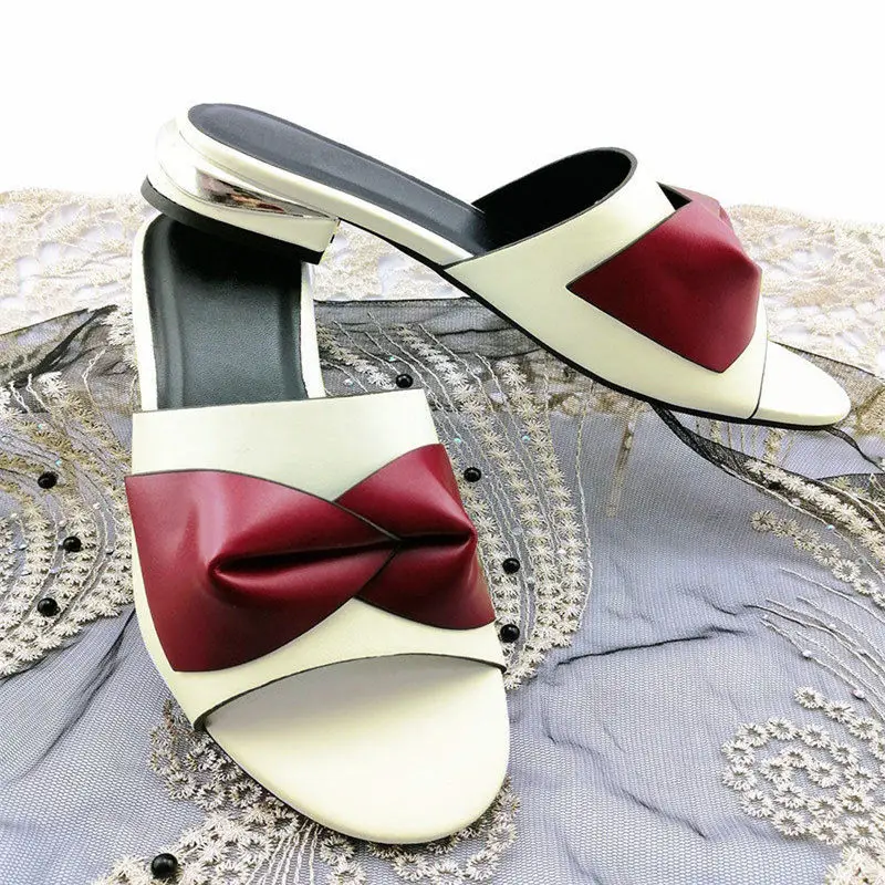 

High Quality Italian Shoes For Wedding Dress Summer Middle Heels 3.5CM Shoes For Party Leisure Slipper Shoes 6Colors