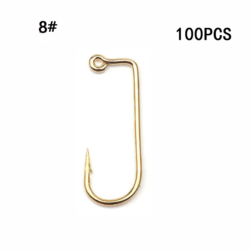 

100PCS Anti-rust Fish Hook Golden 90 Degree Right Angle Hook High Carbon Steel DIY Homemade Upside Down Single Hook