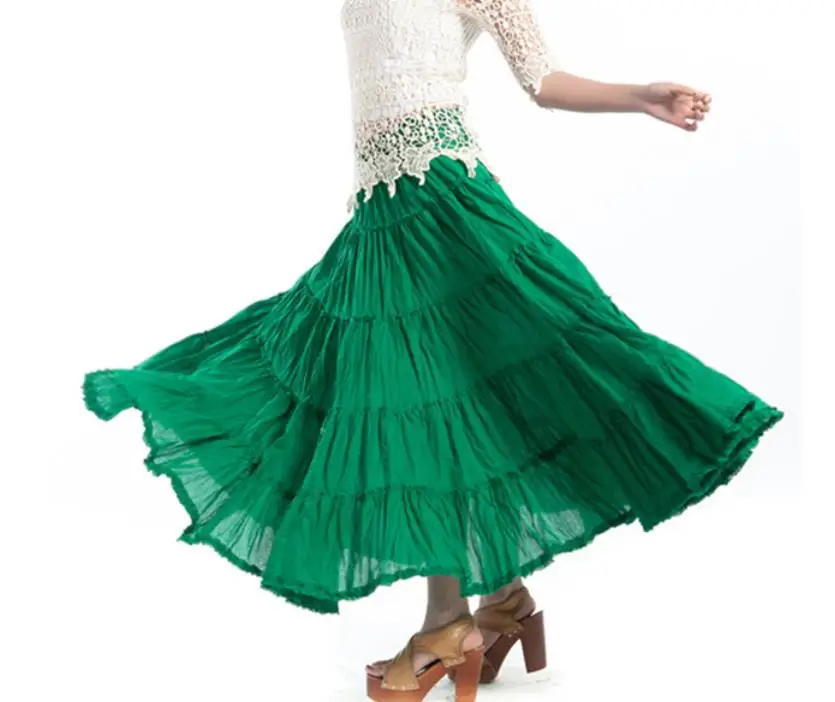 

Zoulv 2021 High Quality Solid Color Linen Cotton Vintage Long Skirts Elastic Waist Boho Maxi Skirts New Summer Women Skirt