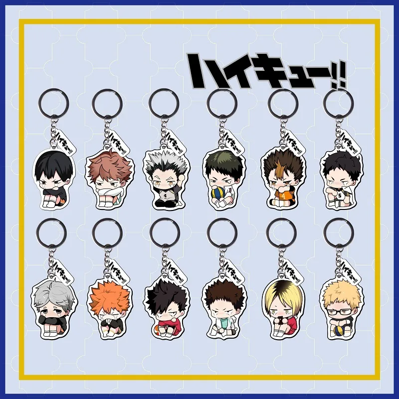 

Haikyuu Anime Volleyball Boy Acrylic Keychain Cute Cartoon Cosplay Crying Face Key Ring Double Transparent Pendant Gifts