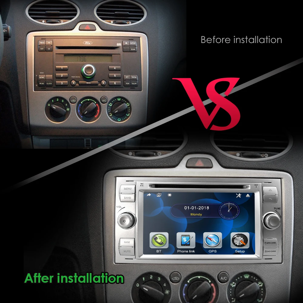 

2din Car DVD GPS Navi Player Stereo Radio Audio For Ford Focus 2 Mondeo S C Max Fiesta Galaxy Connect With 8G map usb rds swc bt