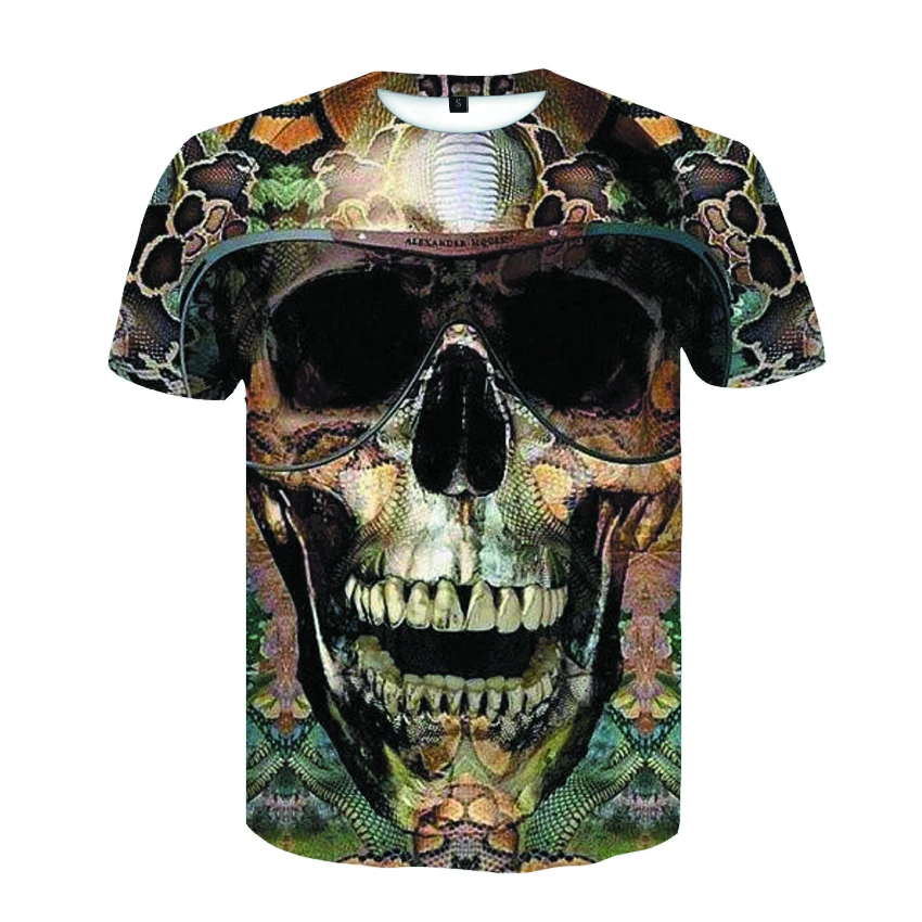 

New Fashion Punk Style Skull T-shirt Men and Women Summer Short Sleeve Casual Hip Hop Cool Harajuku T Shirt Gothic Tee Tops