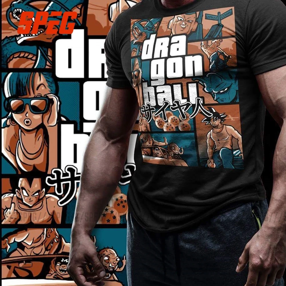 Grand Theft Dragon Ball Z GTA футболка Супер Saiyan Мужская хлопковая одежда с коротким рукавом крутая уличная футболка размера плюс 4XL
