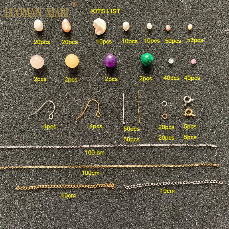 Жемчуг для начинающих натуральные жемчужные бусины наборы стальной цепи медная