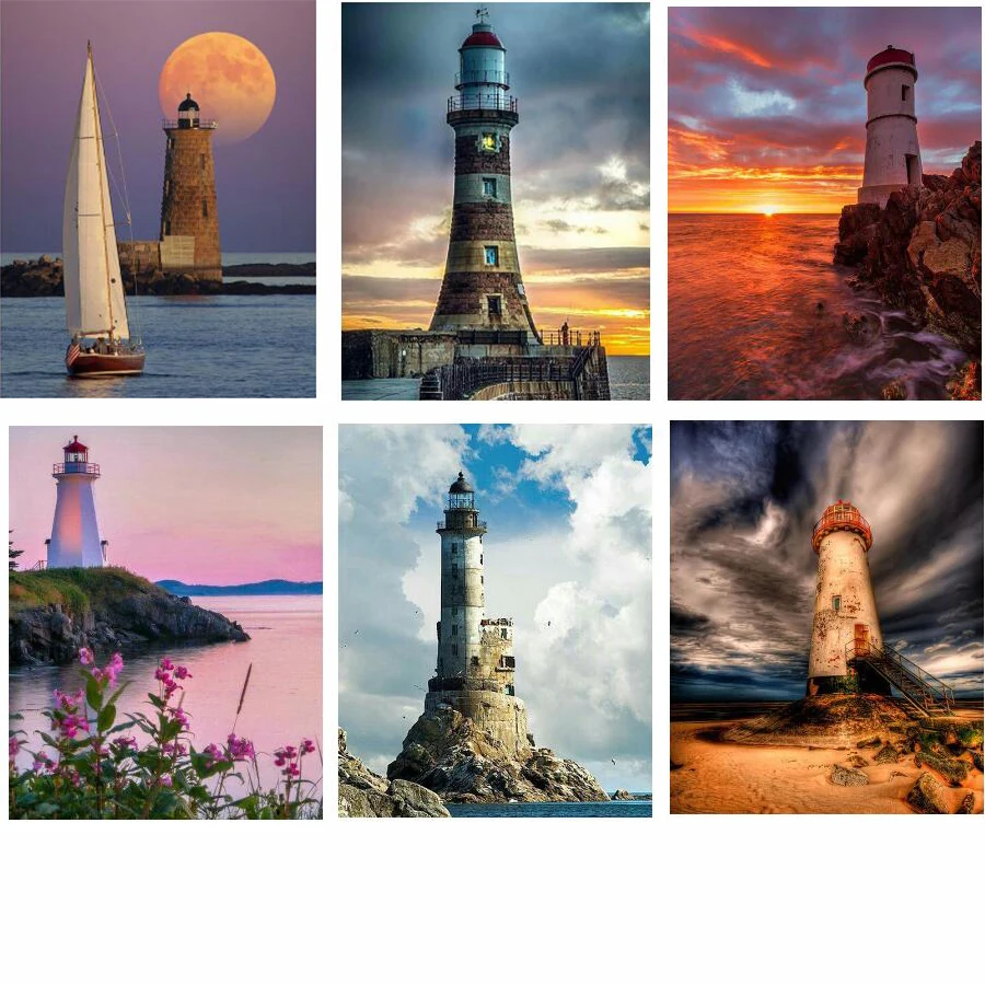 5D Алмазная мозаика Маяк полностью сдедай сам DIY Бриллиантовая живопись пляжные