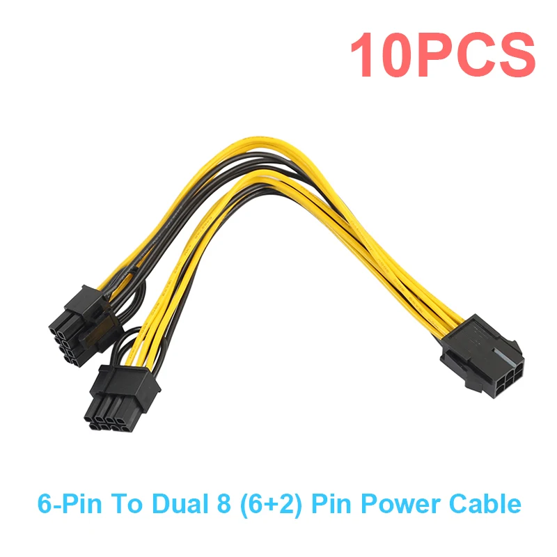 

6-контактный PCI Express на Dual PCIE 8 (6 + 2) Pin Кабель питания материнская плата видеокарта PCI-E GPU Кабель питания 20 см разветвитель кабеля