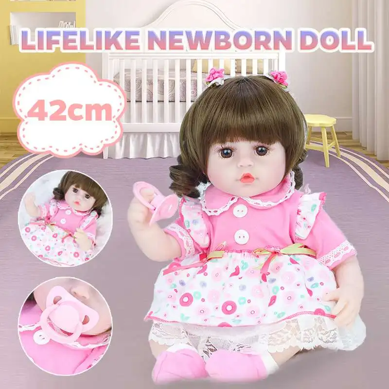 

42CM Baby Silicone Reborn Realistic Vinyl Body Doll Reborn Lifelike Baby Doll Newborn Toys For Girl Birthday Christmas Gift