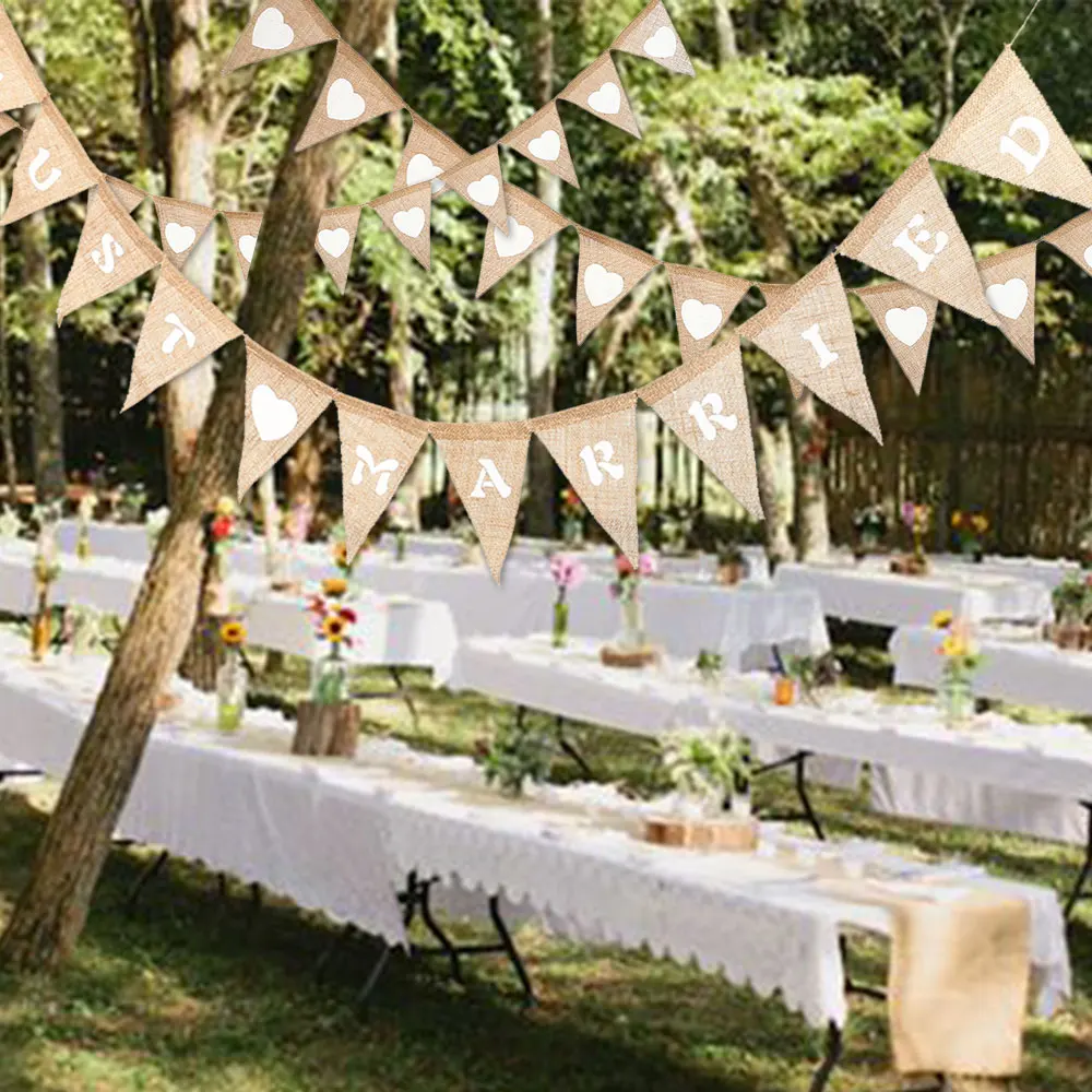 3 шт./компл. джутовая ткань деревенский флажок из мешковины баннеры флаги конфеты