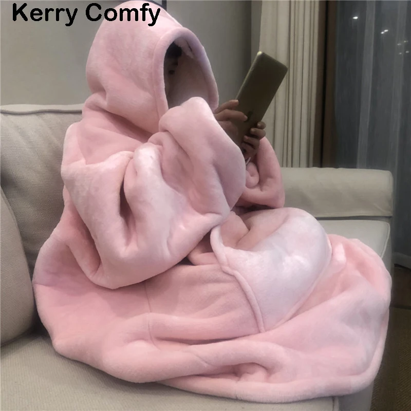 

Winter Thick Comfy TV Blanket Sweatshirt Solid Warm Hooded Blanket Adults and Children Fleece Weighted Blankets for Beds Travel
