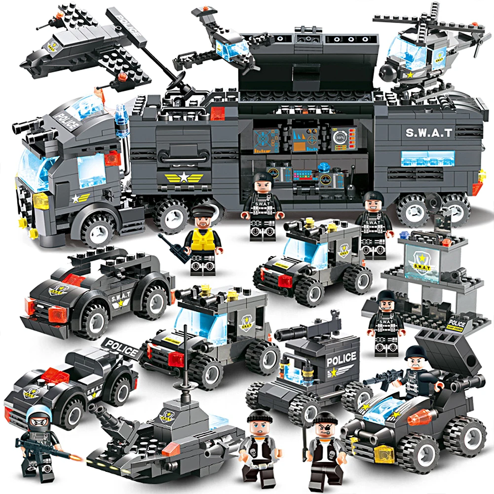 

647Pcs Special SWAT Creator Team City Police Building Blocks Figures Set Robot Assembly Bricks Educational Toys Set For Children