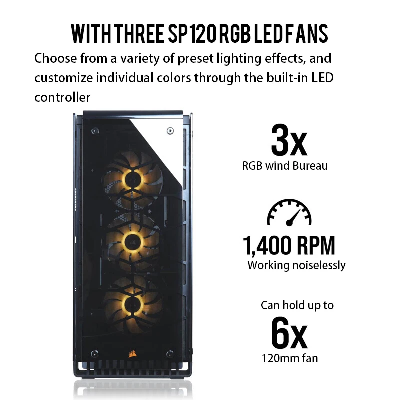 Corsair Crystal 570X RGB Mid Tower чехол 3 Вентиляторы закаленное стекло для компьютера s & Towers