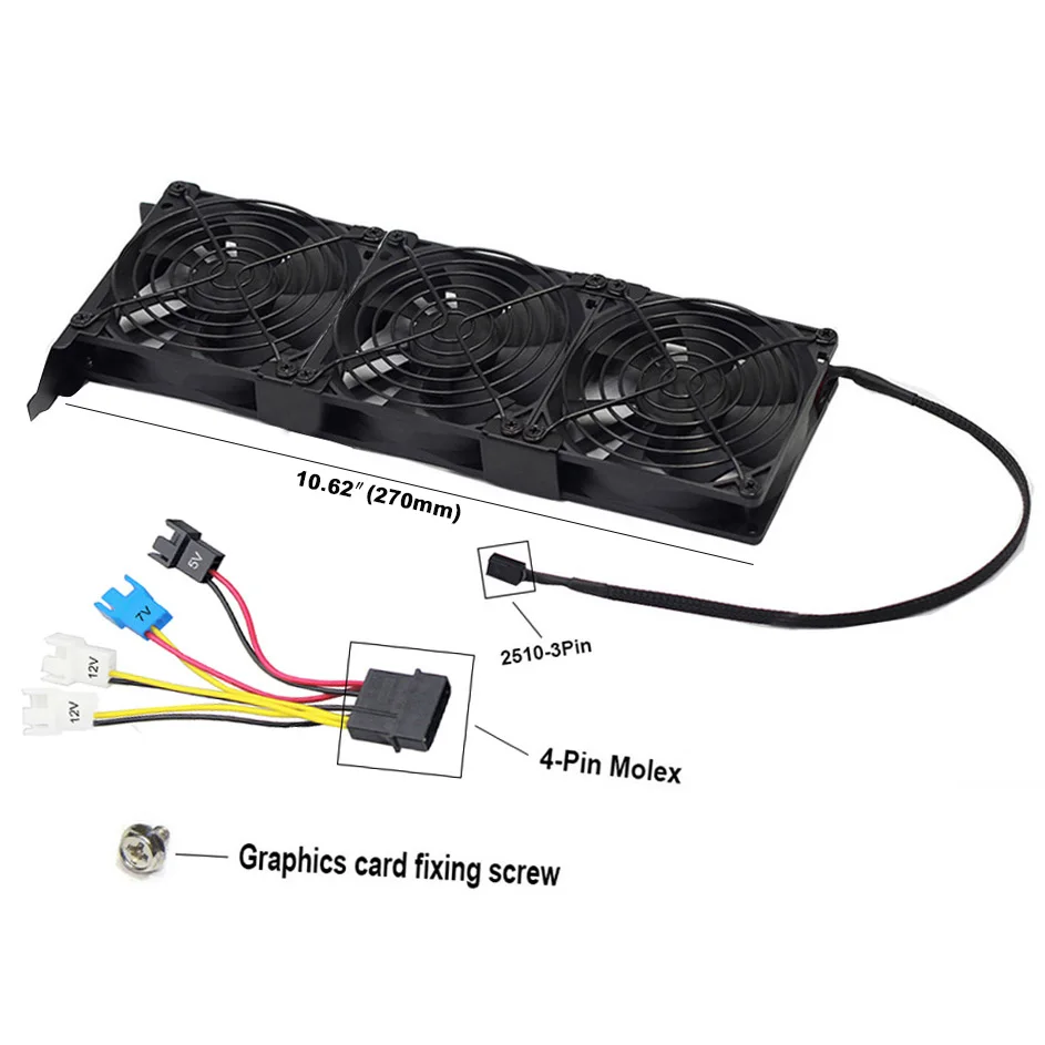 YOUNUON Universal VGA Cooler Dual 90mm Ultra Quiet Desktop Computer Chassis PCI Graphics Card Double Fan Partner 9CM