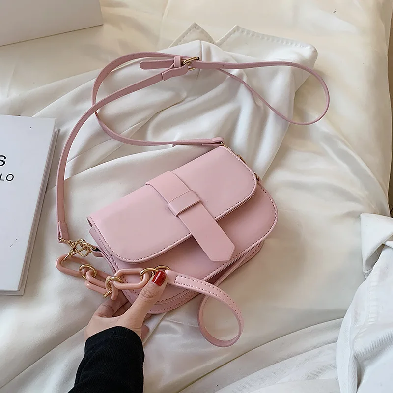 

Solid color buckle fashion women shoulder bag trend all-match messenger bag texture single shoulder armpit bag small square bag