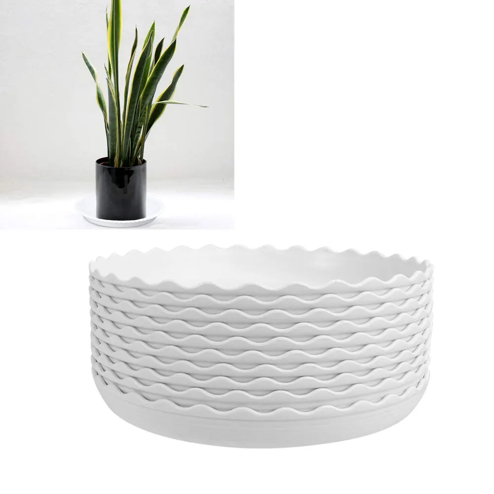 

10PCS White Thick Resin Plastic Garden Water Drainage Plant Pot Saucer Base Water drainage Tray Drip Soil Spillage Holder Raised