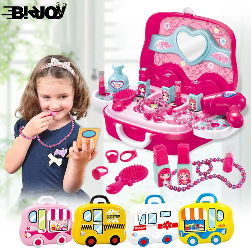 New Cosplay Game for Children Kitchen Tableware Dressing Table Repair Tools Doctors Portable Suitcase 5 Styles Set Kids Play Toy | Игрушки и