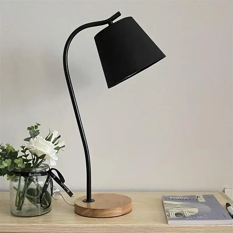 

Прямая продажа с фабрики, USB, круглая Настольная лампа с деревянным основанием и металлическим стержнем, декоративная настольная лампа, ноч...