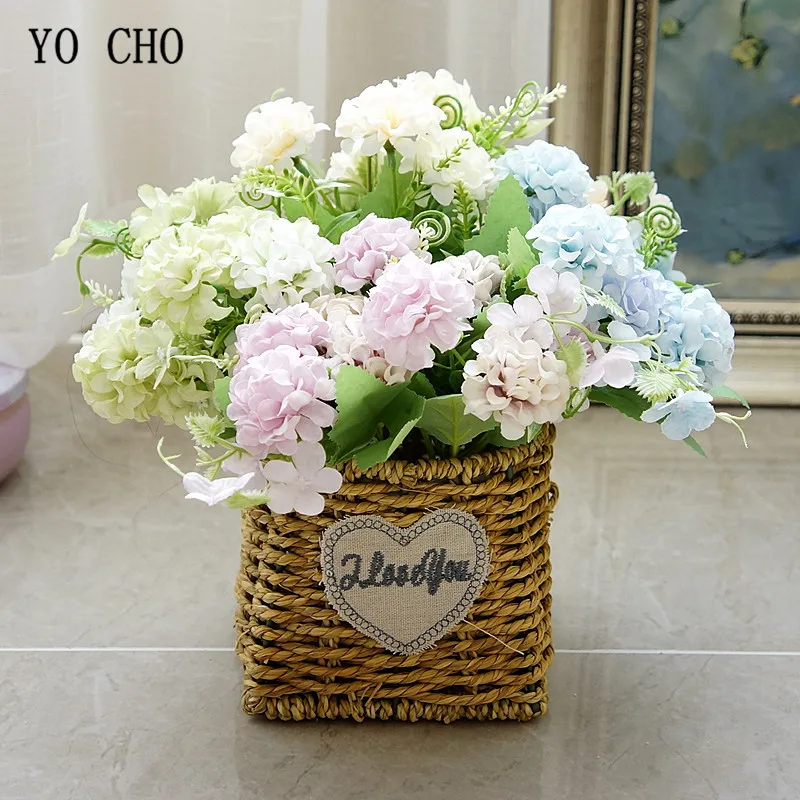 Йо Чо 5 веток счастливый шар Шелковый цветок искусственный день рождения дома