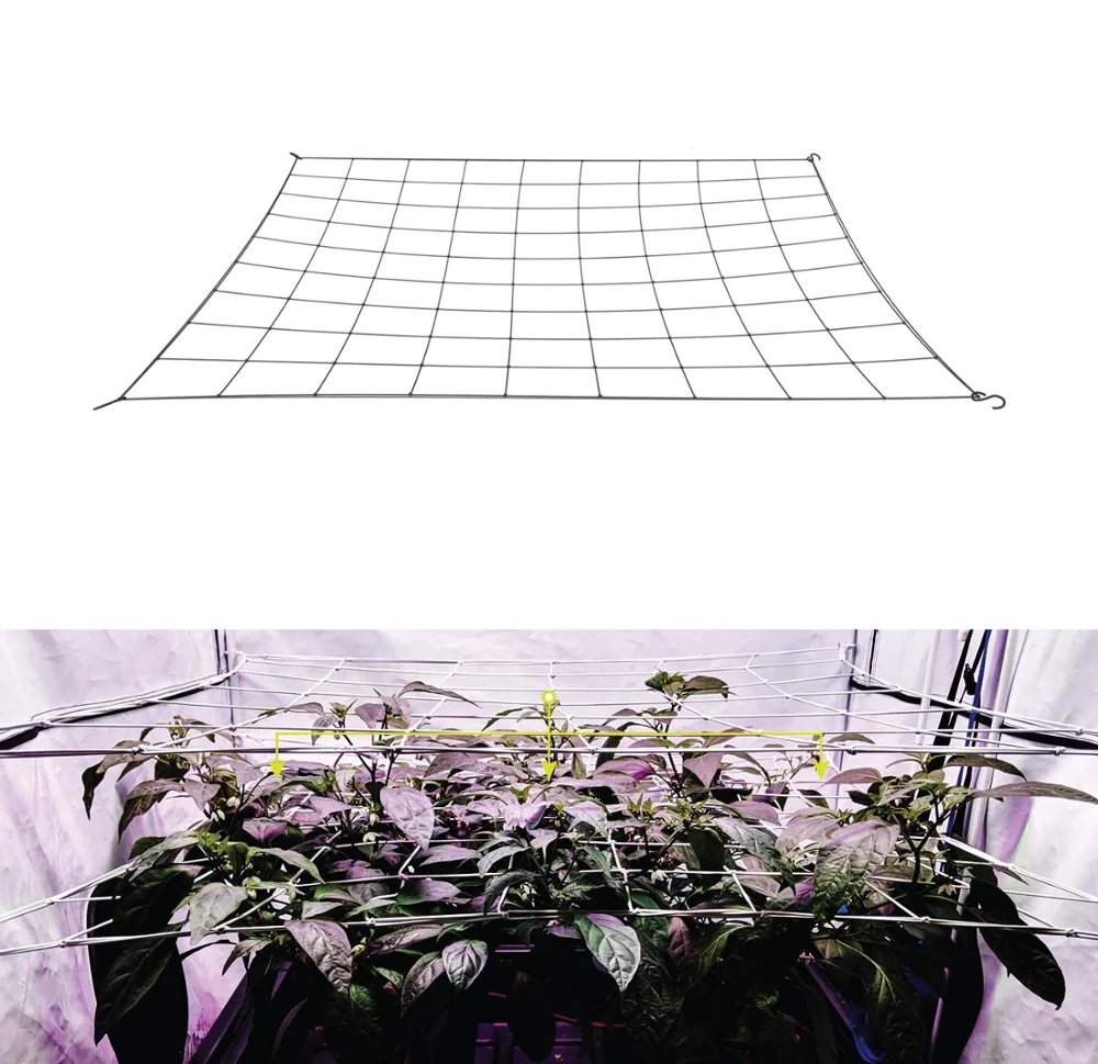 

4'' Mesh Trellis Netting Plant Support Elastic ScrOG/ LST/ HST Net with Hooks for Indoor Grow Tents Box Kit Low Stress Training