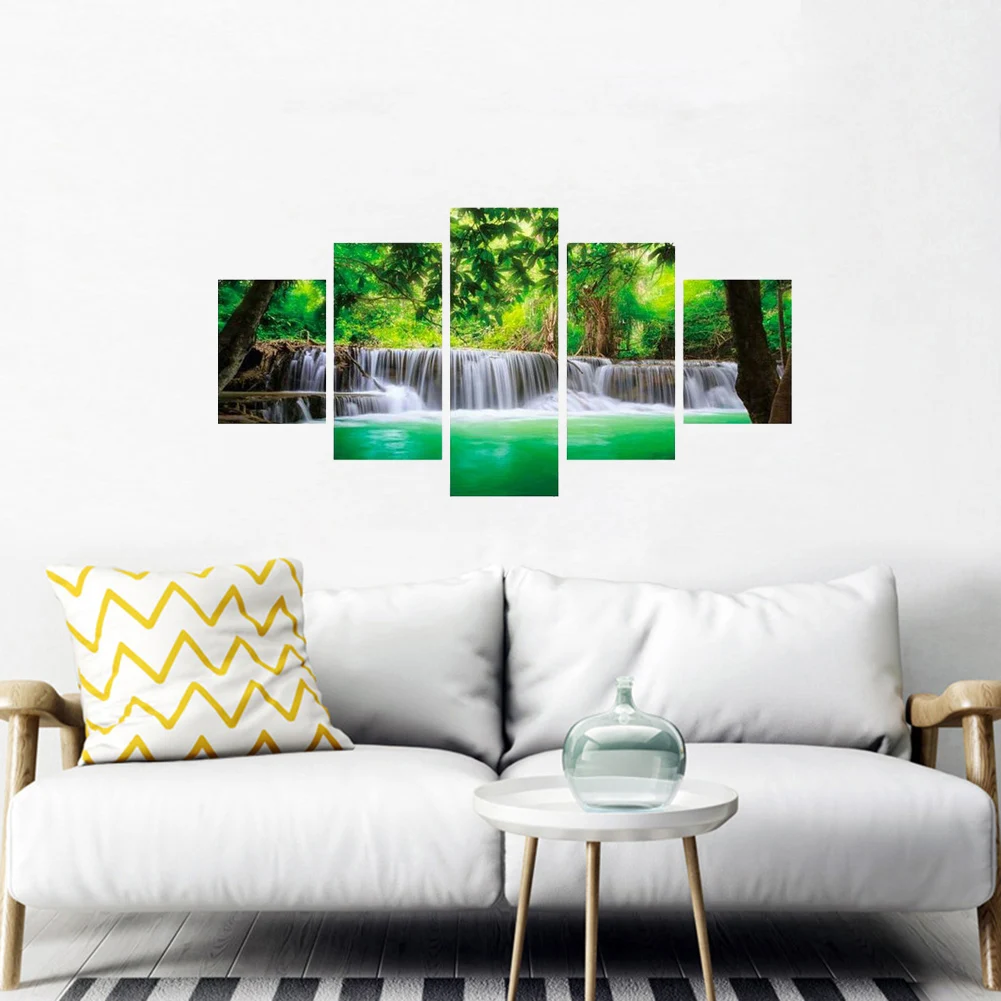 Картина триптиха для алмазной вышивки водопад природа стразы 5 панелей/набор