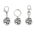 Цветок Дерево 30 мм Нержавеющаясталь диффузор брелок с медальоном с эфирными маслами ароматерапии духи, логотипы марок машин, брелок для ключей, автомобильные аксессуары, брелок для автомобиля цепи 10 шт. колодки подарок