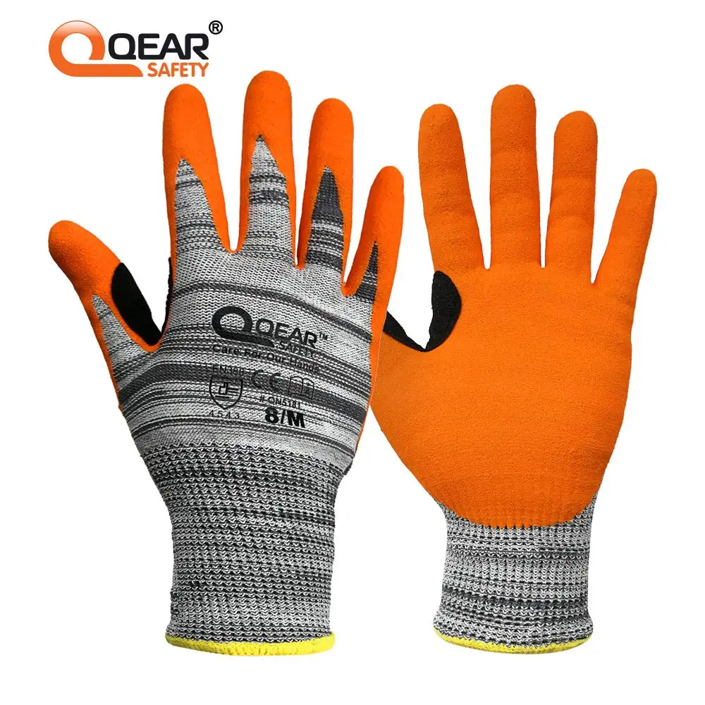 Одна пара перчаток для защиты от порезов, уровень 5, покрытие из нитриловой пенорезины, многофункциональные для работы с механизмами, стеклом и стальными пластинами.