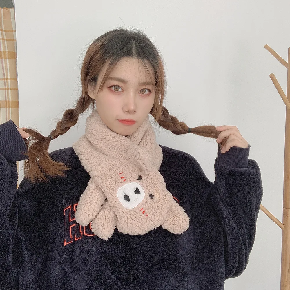 

Милый мультяшный плюшевый зимний шарф с медведем дизайнерский шарф фланелевый мягкий восковой шарф студенческий теплый шарф для женщин 2020 ...