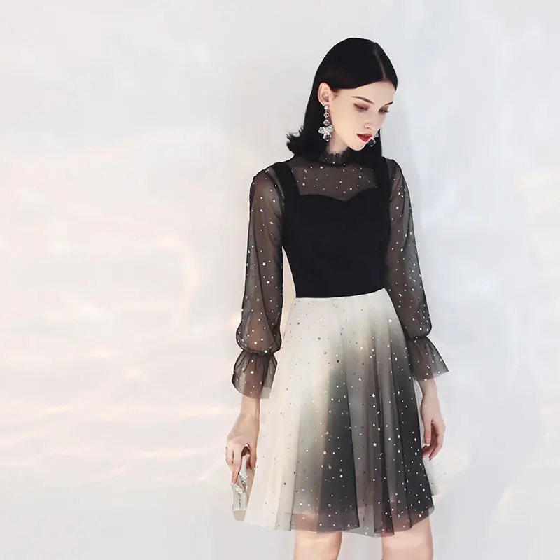 Новое поступление, элегантный для выпускного вечера, платья Vestido de Festa, вечернее короткое платье, халат de mariee, халат с длинными рукавами, осенний стиль