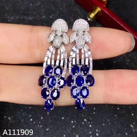 kjjeaxcmy boutique jewelry 925 sterling silver inlaid natural sapphire womens earrings support detection fine