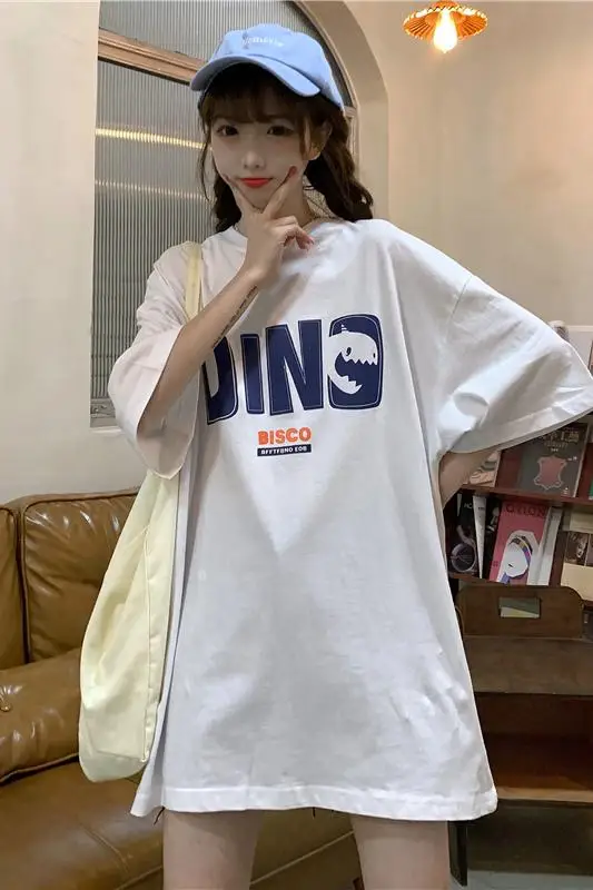 

202 summer new Korean version of the tide letter printing wild loose large size short-sleeved T-shirt top female T-shirt