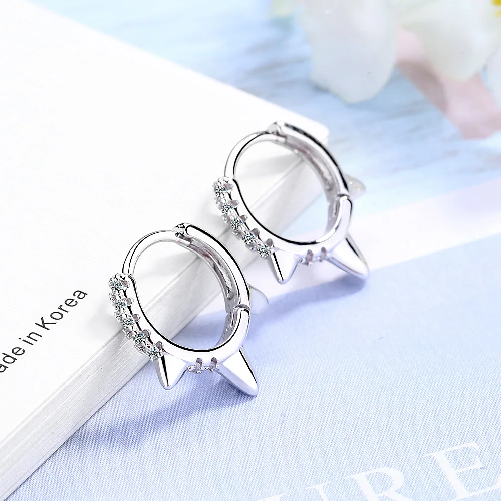 Ins Простой 925 Серебряный Цвет маленькие серьги два s Циркон в один ряд камень