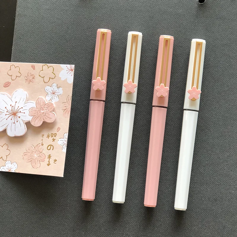 

1PCS 0.5mm Kawaii Sakura Quick Dry Direct Liquid Roller Ball Pen Gel Ink Pens Cute School Office Supplies Japanese Stationery