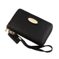 women wallets zipper letter mid length female solid color metal decoration coin purses ladies pu leather card holder clutch bag