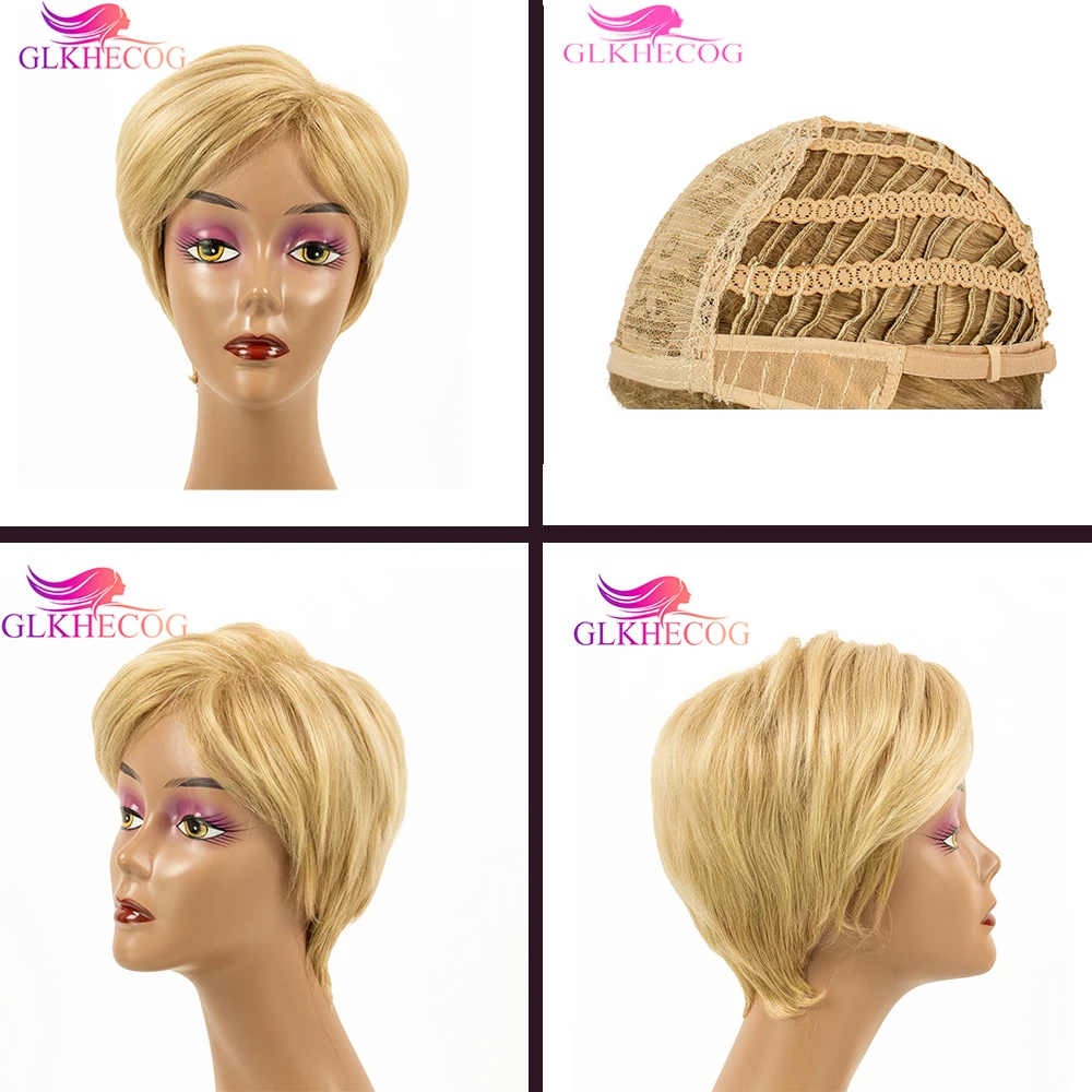 

Короткие светлые натуральные волосы, синтетические парики с челкой для белых женщин, парик для повседневвечерние, высокая температура