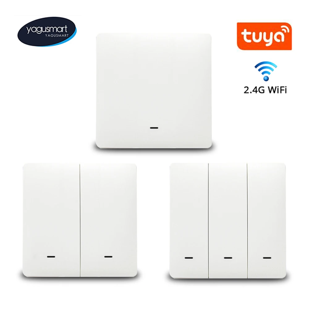 

Yagusmart Tuya WiFi Wall Light Switch No Neutral Required Alexa Google Home Remote Voice Control On Off Push Button Switches