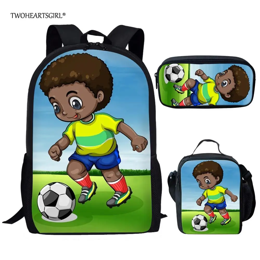 

Twoheartsgirl Art African American Boys School Bag for Teen Boys Cool Cartoon Children Kids Schoolbag Unique Student Bookbags