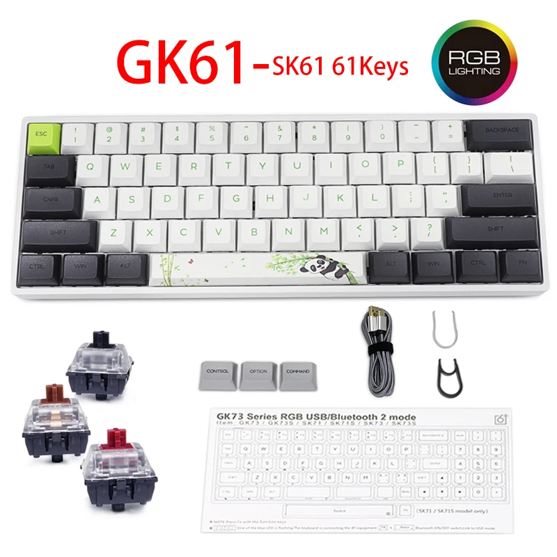 Skyloong Sk61s Mini Pc Usb Teclado Mecánico RGB Back Light 61-Keys Bluetooth PBT Keycapgateron Optical Switch Gk61 Keyboard
