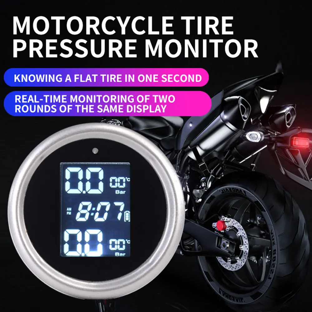 

Motorcycle TPMS Motor Tire Pressure Tyre Temperature Monitoring Alarm System