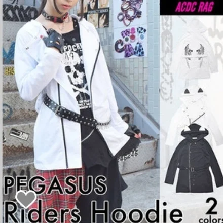 

o Harajuku Kera punk cat ear wing Knight Hooded Jacket ACDC rag Taiwan general manager