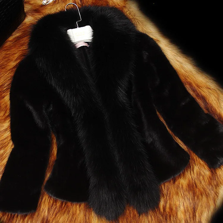 Женская куртка Haining из искусственного меха кролика Рекс короткая приталенная