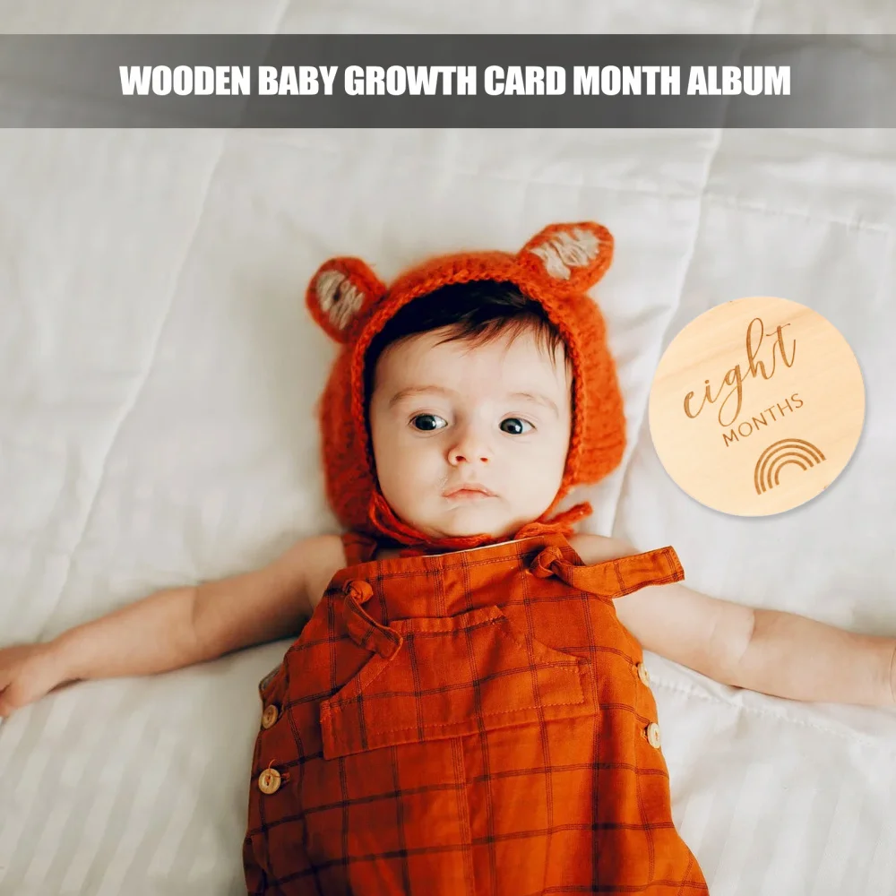 

12Pcs Wooden Baby Monthly Milestone Cards Wood Discs Photo Props Decoration