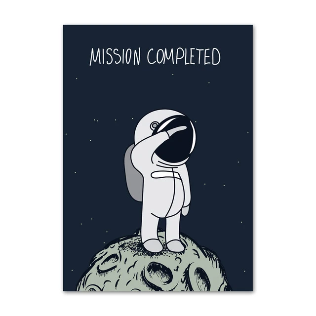 

Cartoon Universe Wall Art Canvas Painting Astronaut Nordic Poster Cuadros Kids Room Wall Pictures For Living Room Unframed