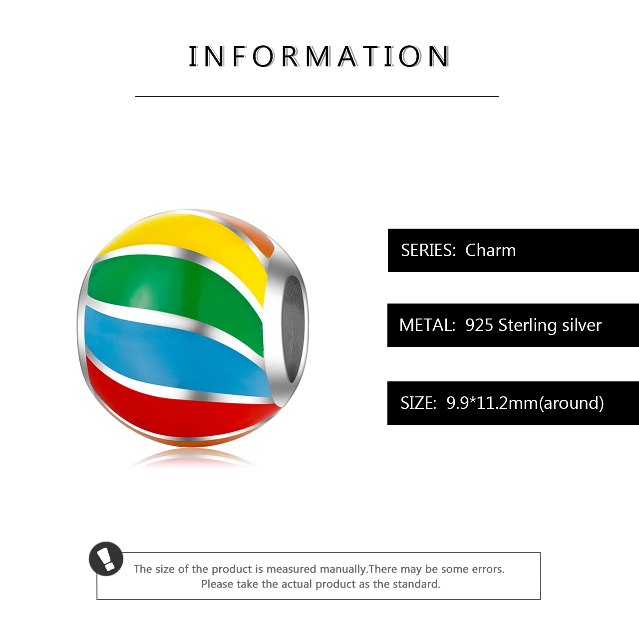 Хит Стерлинговое Серебро 925 пробы изысканные радужные полосы DIY бусины