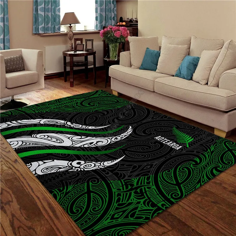 

New Zealand Maori Silver Fern Rug 3d printed Rug Floor Mat Rug Non-slip Mat Dining Room Living Room Soft Bedroom Carpet 1
