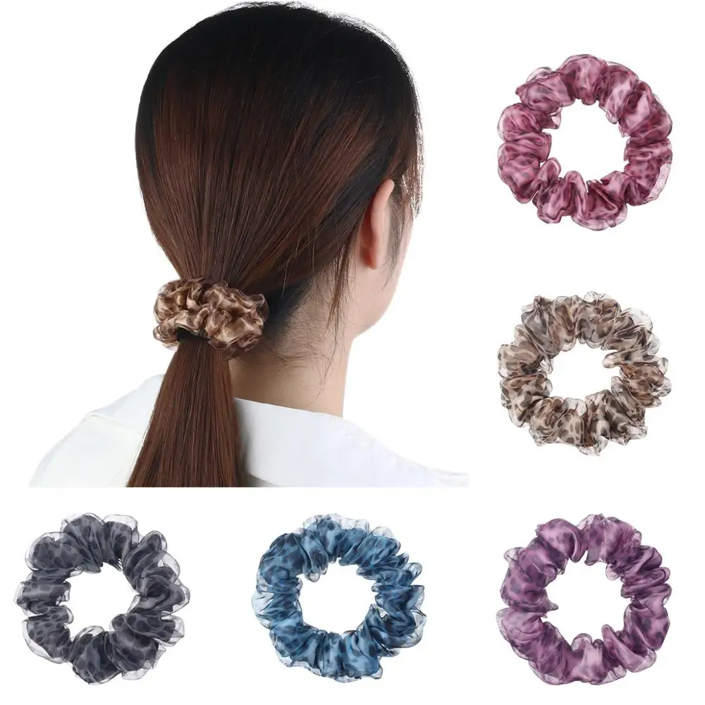 Женская шифоновая повязка для волос с леопардовым принтом двухслойная пряжа