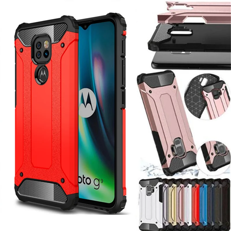 

For Motorola Moto G9 Plus Case Luxury Armor Shockproof Silicon Bumper Phone Case for Moto G9 Play Cover Fundas